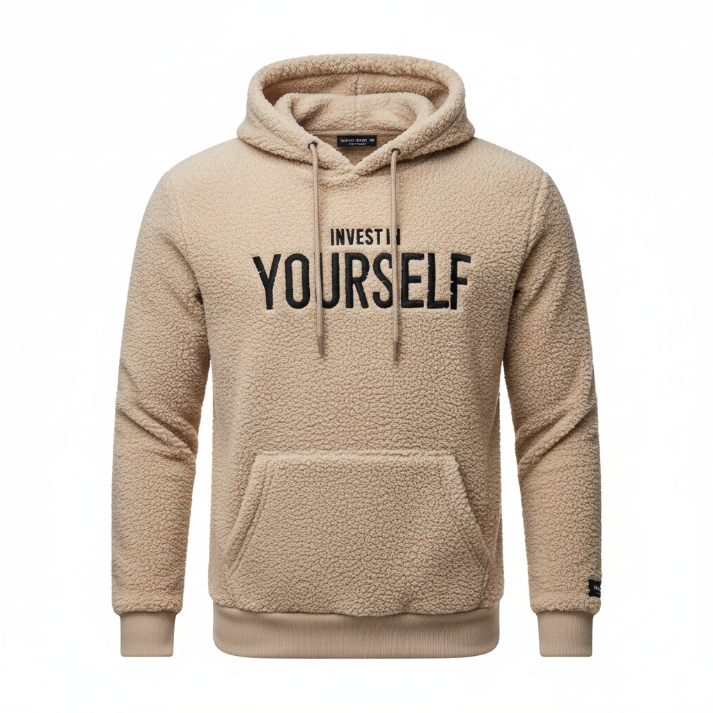 Hoodie voor heren - Comfortabele fleece hoodie van polyester - Beige/Zwart/Wit