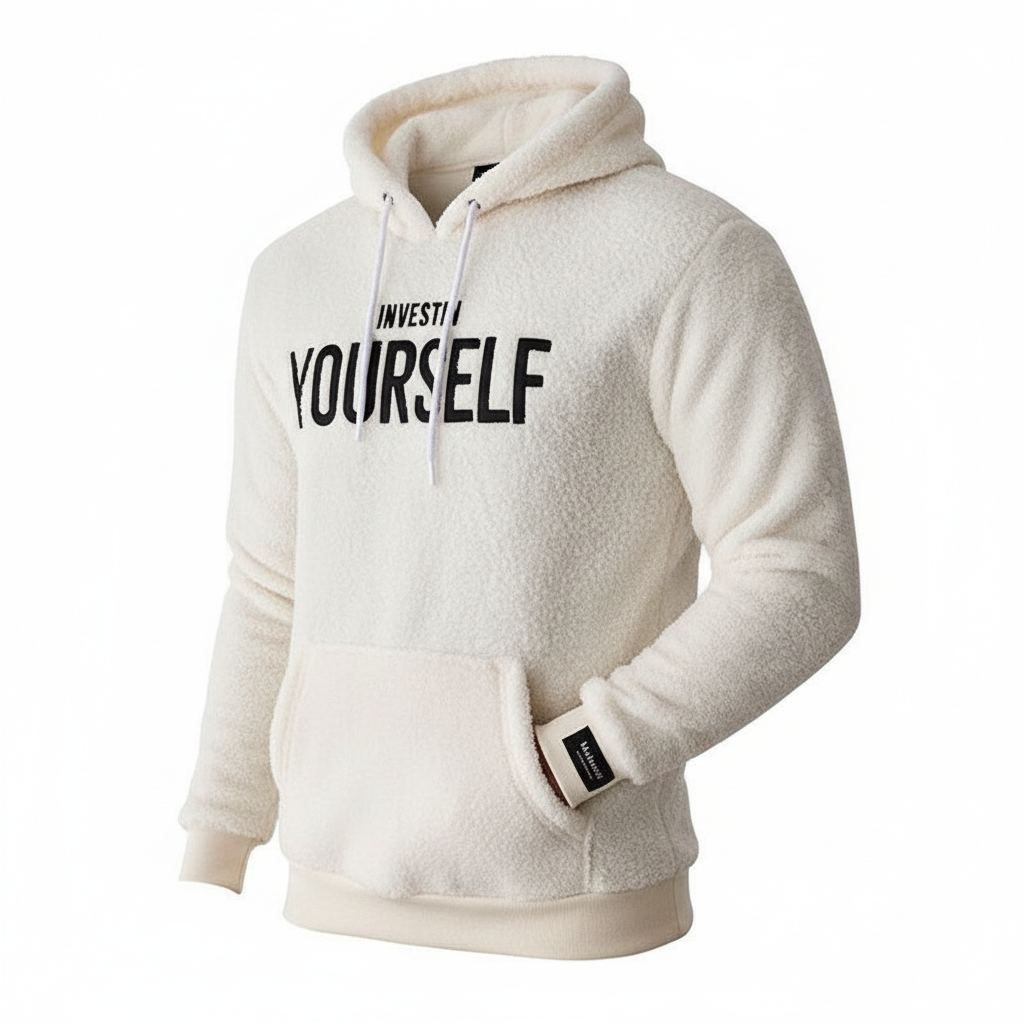 Hoodie voor heren - Comfortabele fleece hoodie van polyester - Beige/Zwart/Wit
