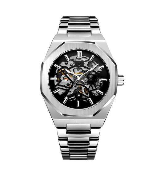 Precision Automatic Horloge voor heren - Roestvrij staal - Zilver/Zwart