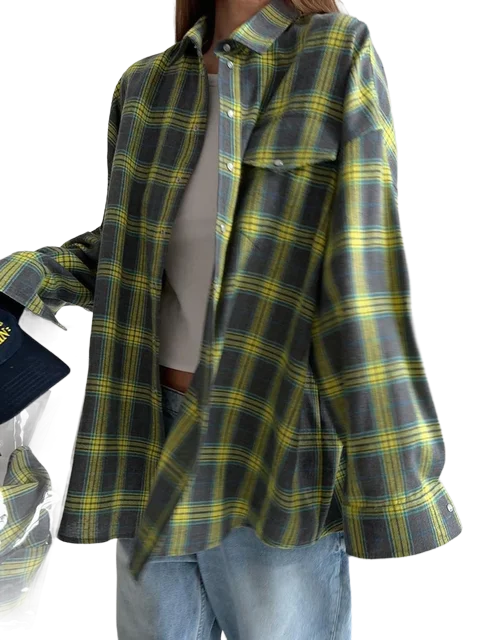 Sina | Geruite blouse - Oversized - Casual en stijlvol