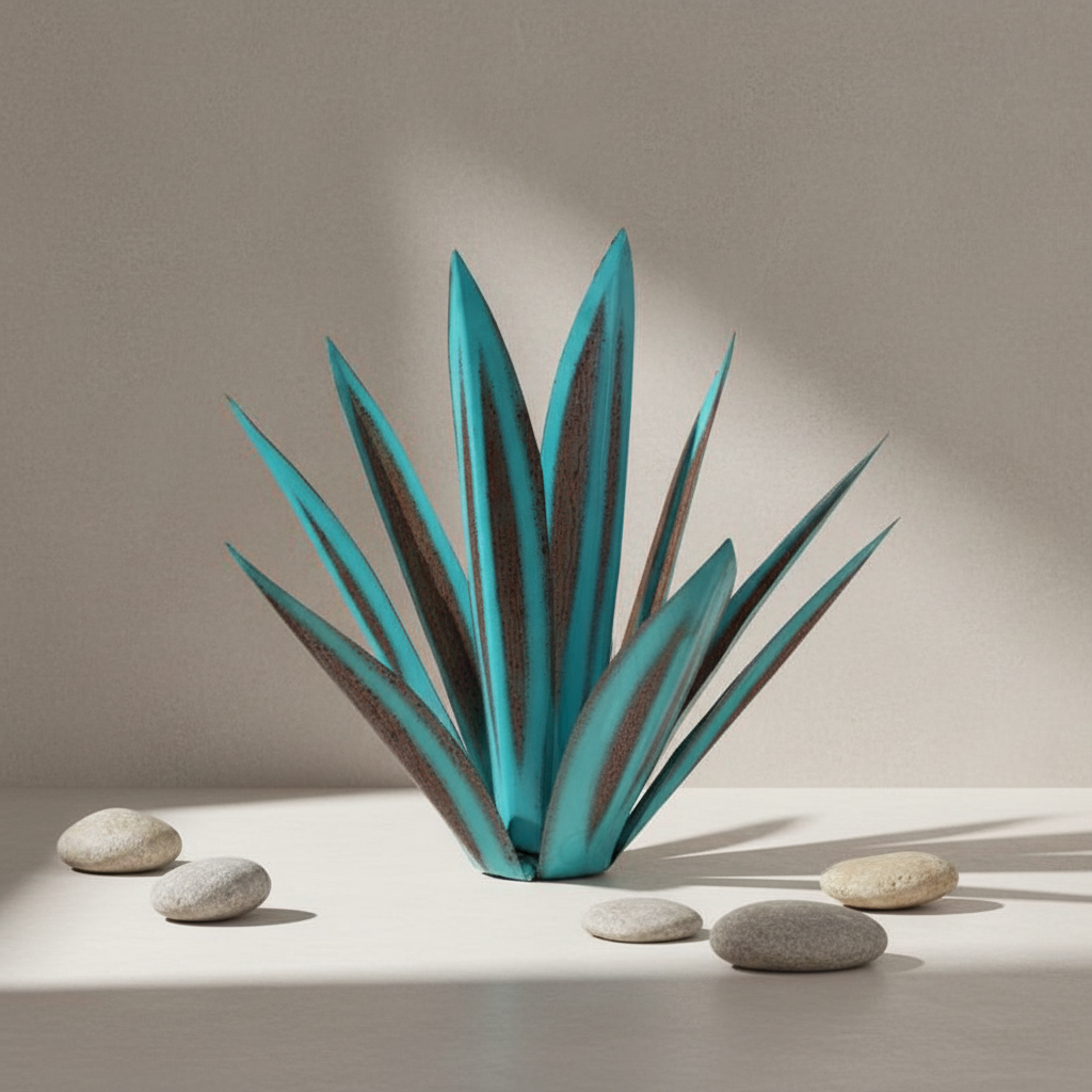 Tuinbeeld Agave - Handgemaakt Zonne-tuinlicht van Metaal, Weerbestendig (27/35 cm)