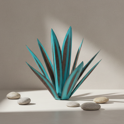 Tuinbeeld Agave - Handgemaakt Zonne-tuinlicht van Metaal, Weerbestendig (27/35 cm)