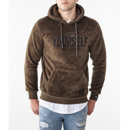 Hoodie voor heren - Comfortabele fleece hoodie van polyester - Beige/Zwart/Wit