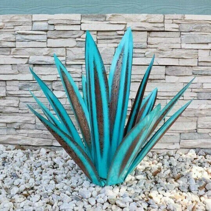 Tuinbeeld Agave - Handgemaakt Zonne-tuinlicht van Metaal, Weerbestendig (27/35 cm)
