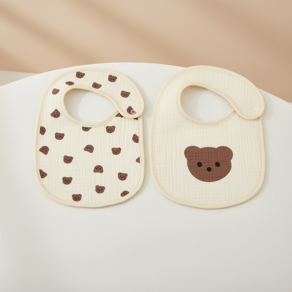 Slabbetjes 2-delige set - waterdichte katoenen baby slabbetjes, unisex patchwork