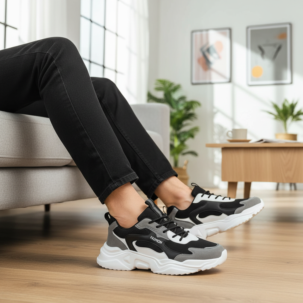 Sneakers - Waterdichte en geïsoleerde winter sneakers, zwart/wit, comfortabel