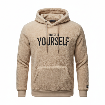 Hoodie voor heren - Comfortabele fleece hoodie van polyester - Beige/Zwart/Wit