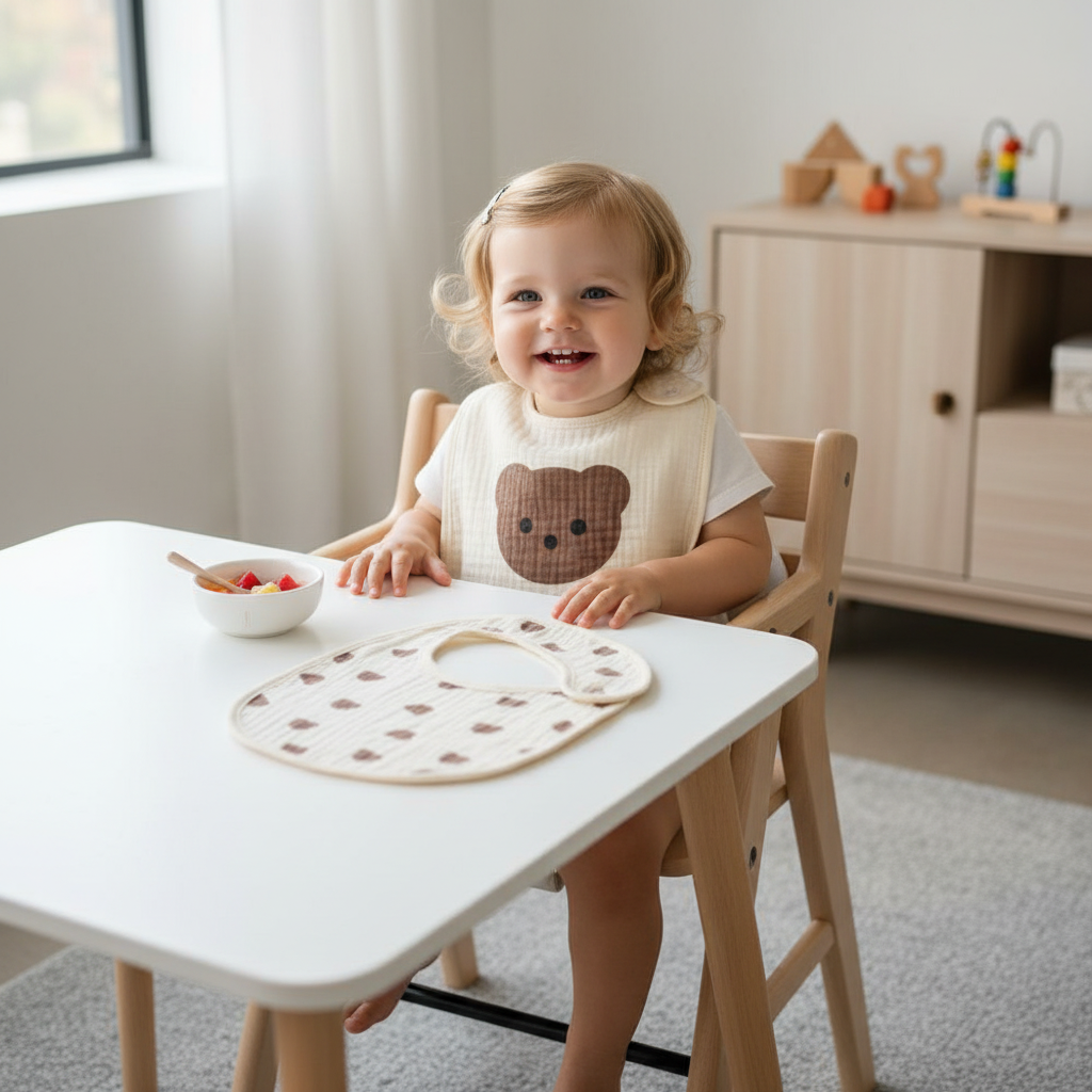 Slabbetjes 2-delige set - waterdichte katoenen baby slabbetjes, unisex patchwork