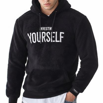 Hoodie voor heren - Comfortabele fleece hoodie van polyester - Beige/Zwart/Wit