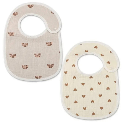 Slabbetjes 2-delige set - waterdichte katoenen baby slabbetjes, unisex patchwork