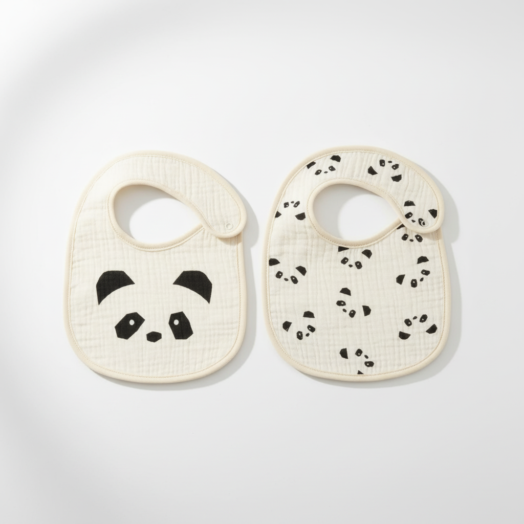 Slabbetjes 2-delige set - waterdichte katoenen baby slabbetjes, unisex patchwork