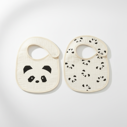 Slabbetjes 2-delige set - waterdichte katoenen baby slabbetjes, unisex patchwork