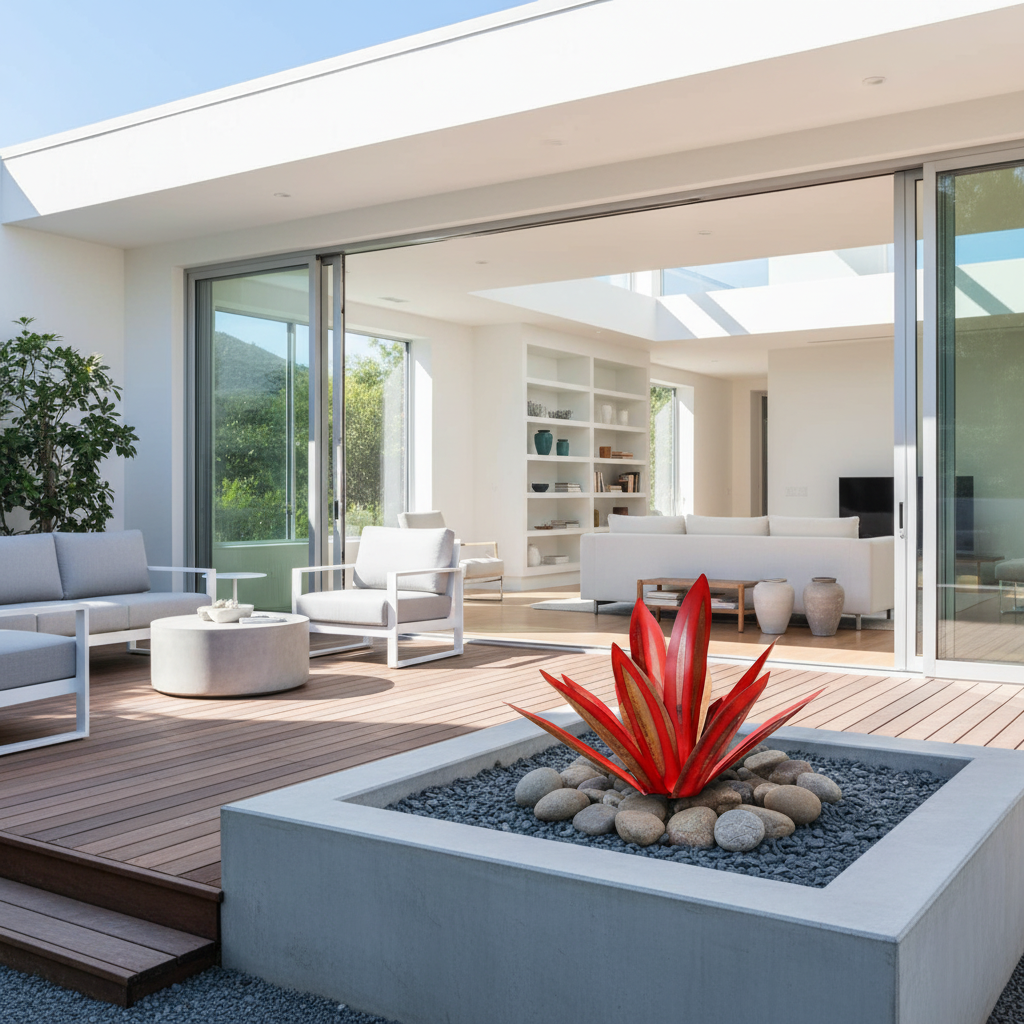 Tuinbeeld Agave - Handgemaakt Zonne-tuinlicht van Metaal, Weerbestendig (27/35 cm)