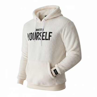 Hoodie voor heren - Comfortabele fleece hoodie van polyester - Beige/Zwart/Wit
