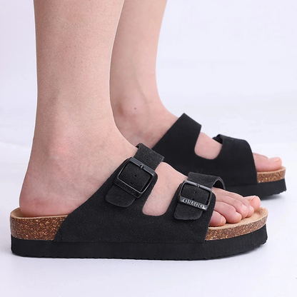 Sandy | Suede Slippers - Dubbele gesp - Tijdloos design