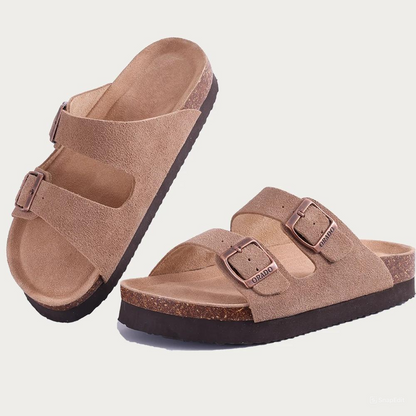 Sandy | Suede Slippers - Dubbele gesp - Tijdloos design